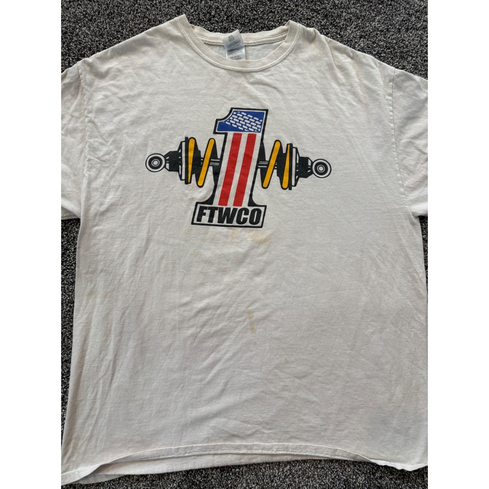 Vintage FTWCO Graphic T-Shirt Mens XL White Y2K Suspension Flag Gildan Cotton